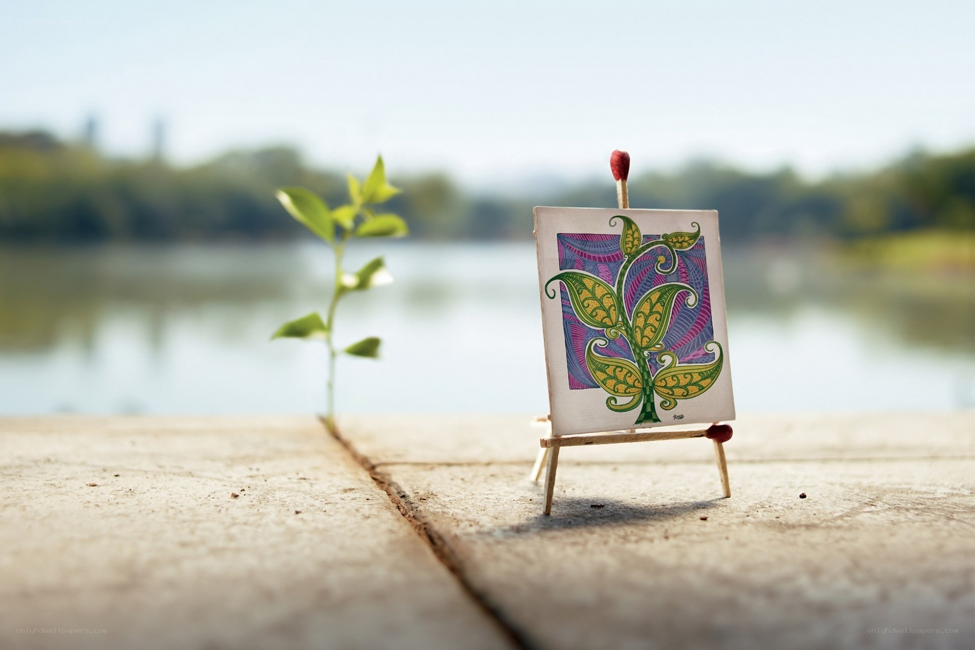 Mini art display by the lake