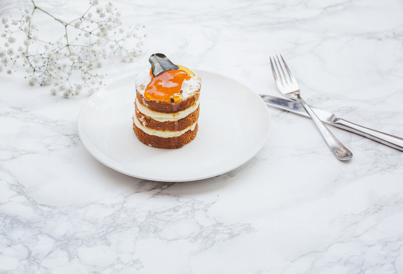 Mini cake with orange glaze
