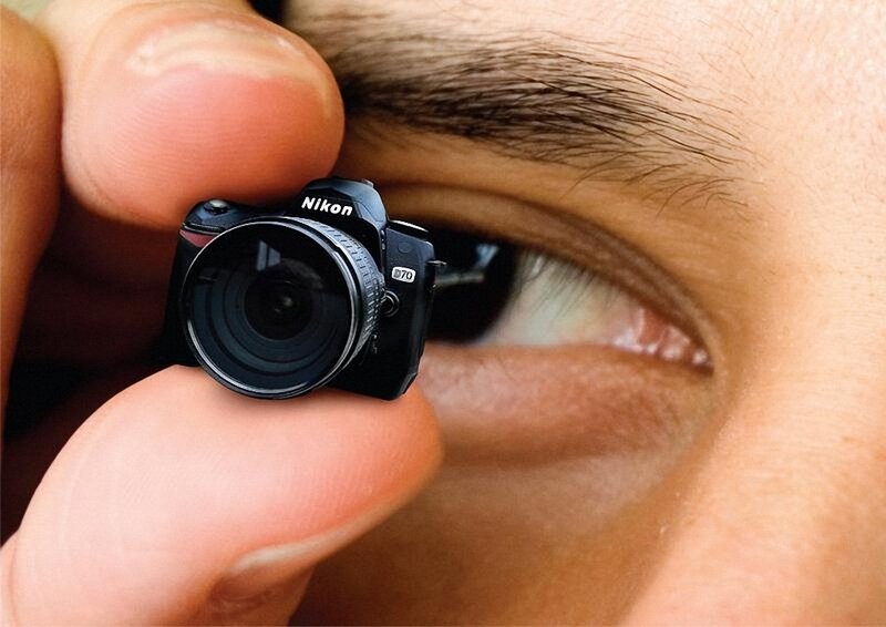 Mini camera near eye