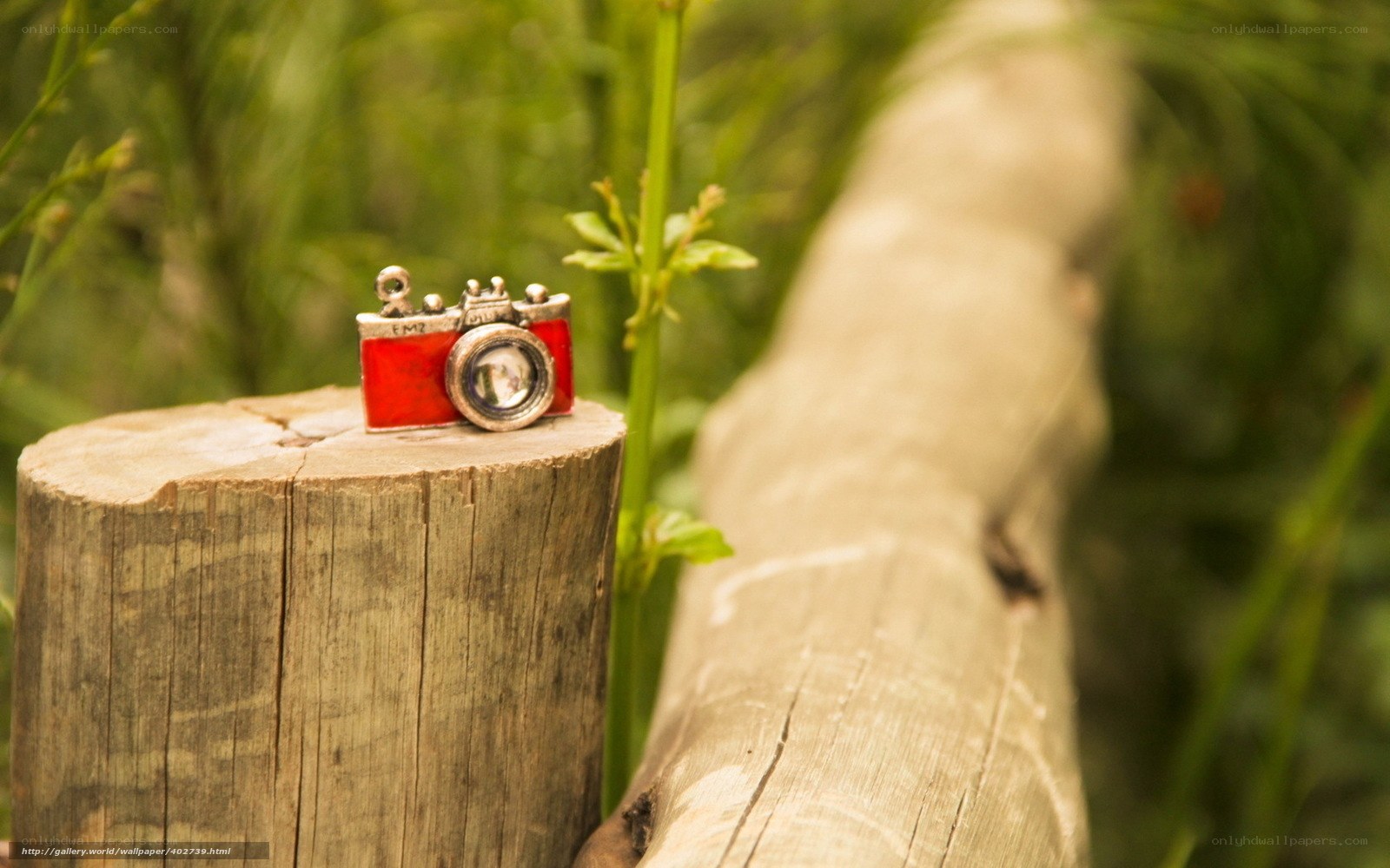 Mini camera on wooden post