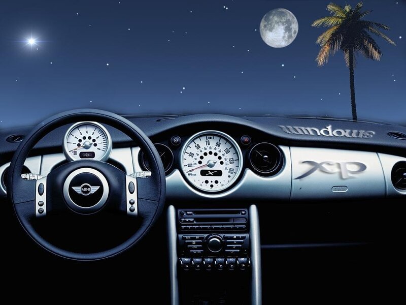 Mini car dashboard at night