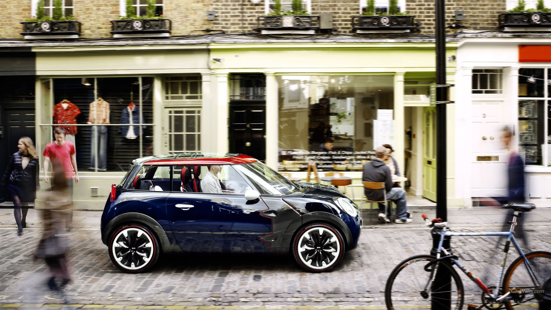 Mini car on a city street