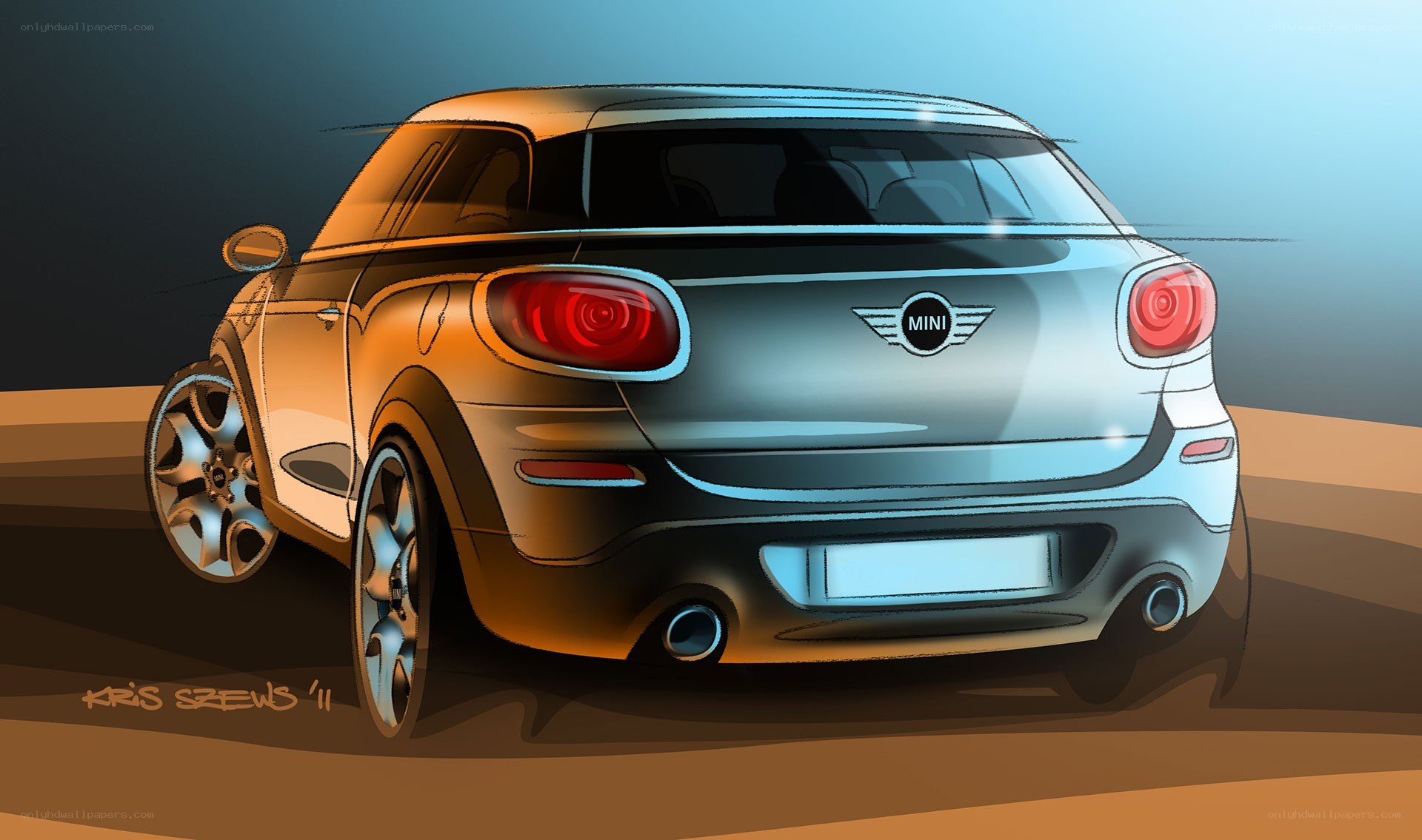 MINI car rear design sketch