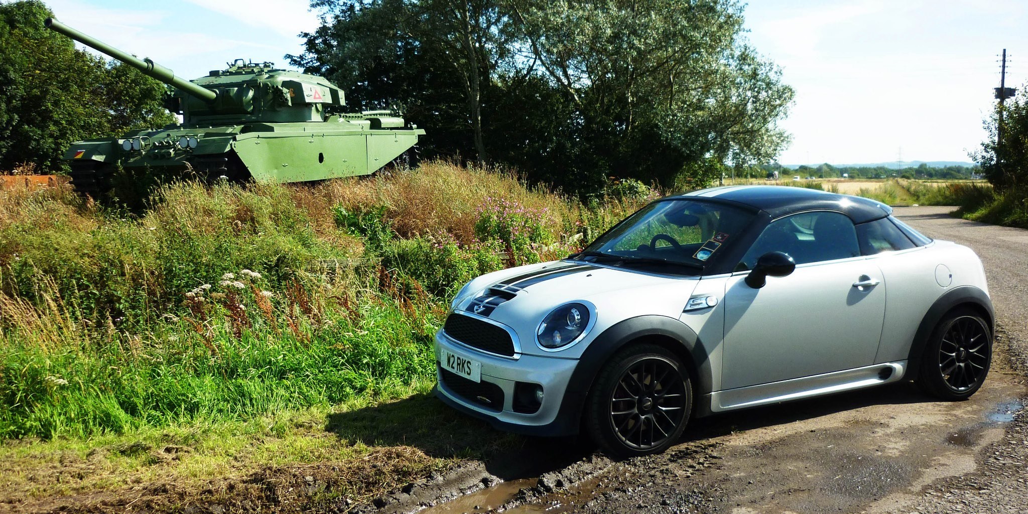 Mini Cooper and tank display