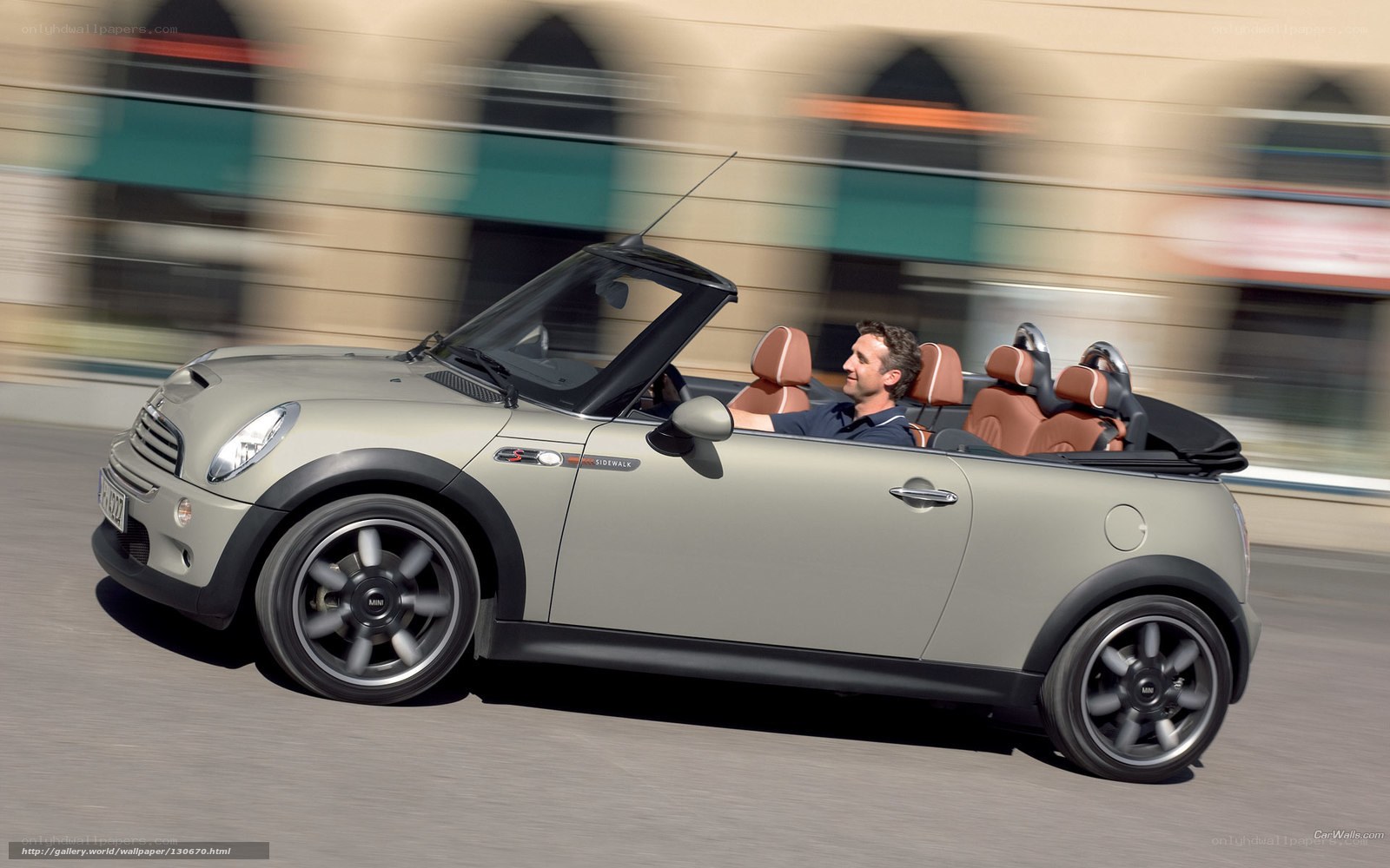 Mini Cooper convertible in motion