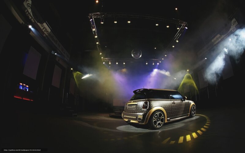 Mini Cooper on a stage