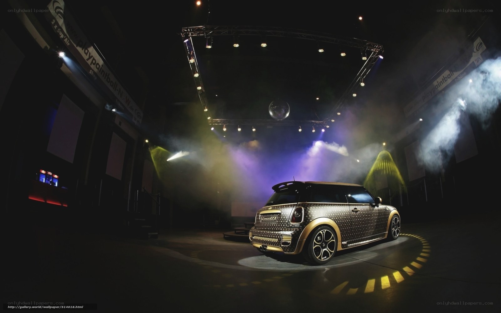 Mini Cooper on a stage