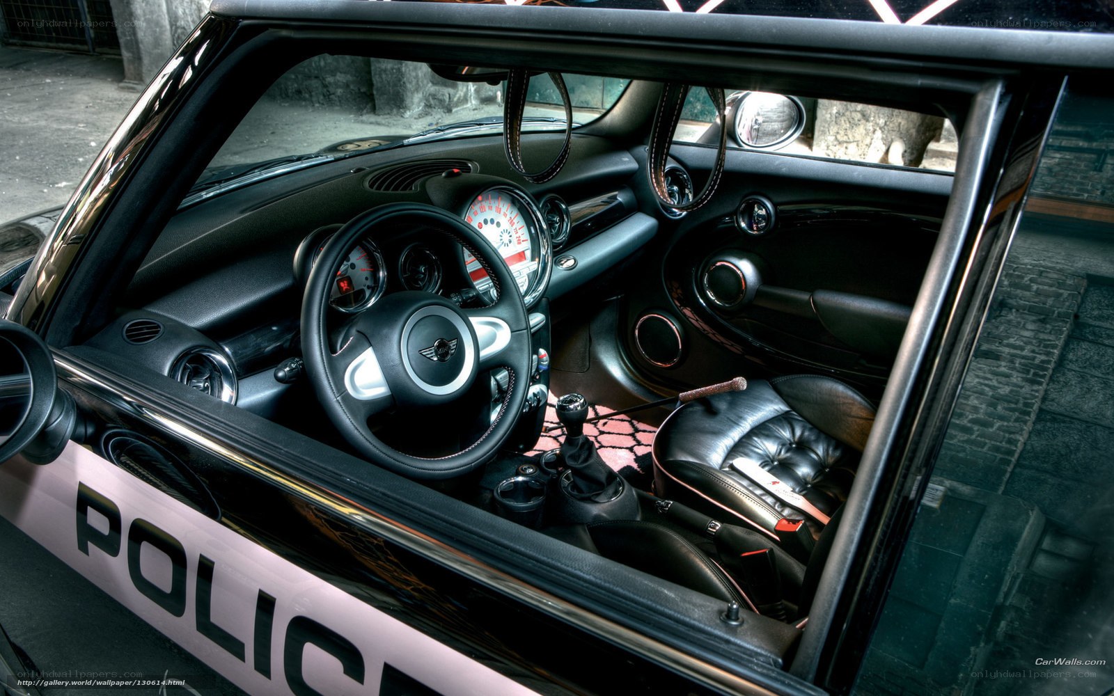 Mini Cooper police car interior
