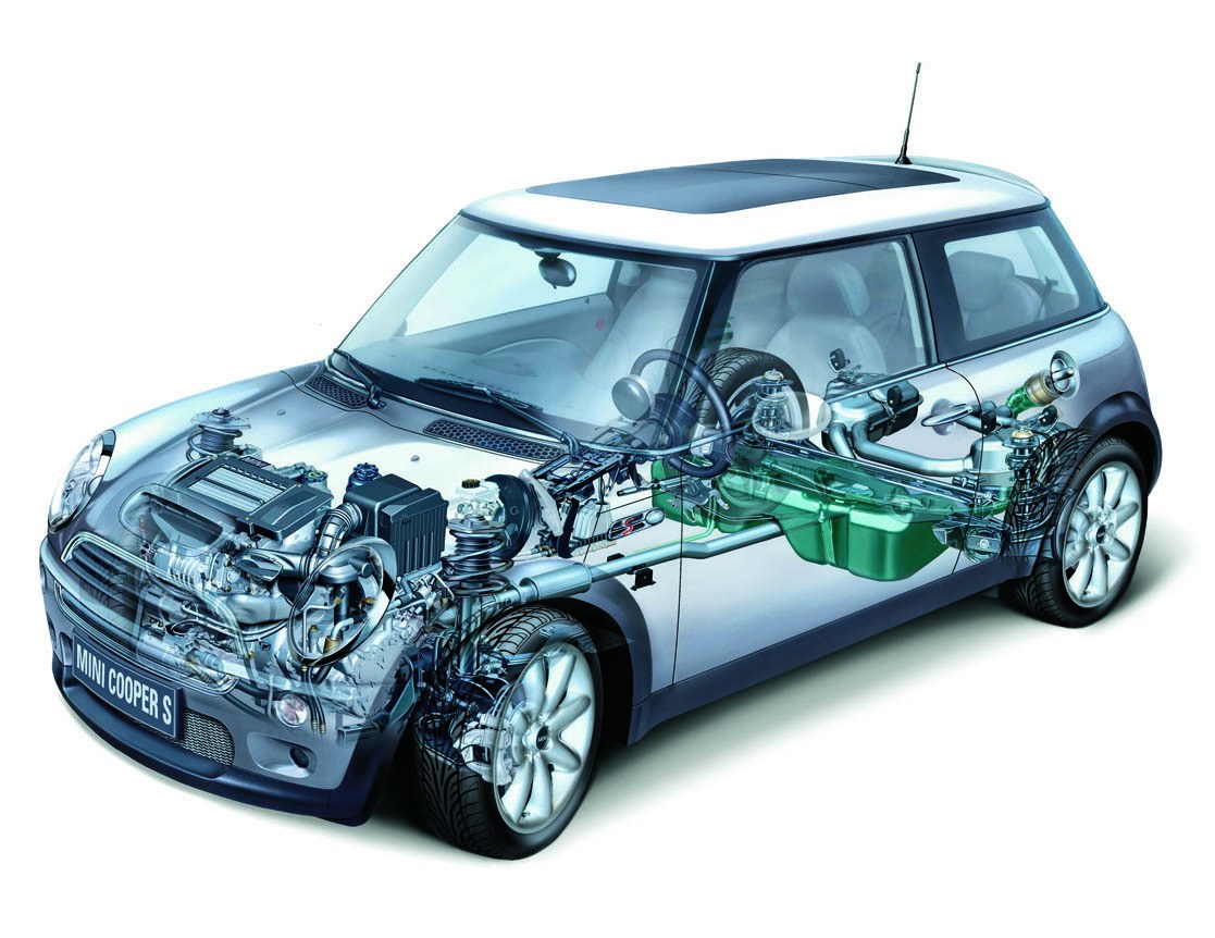 Mini Cooper S cutaway diagram