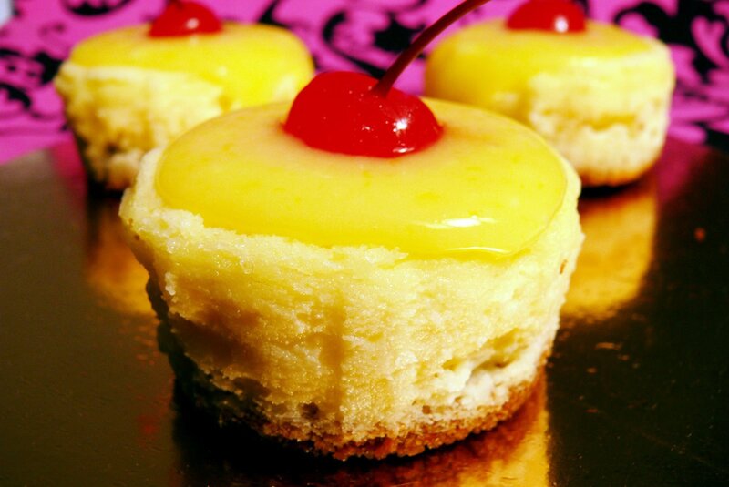 Mini lemon cheesecakes with cherries