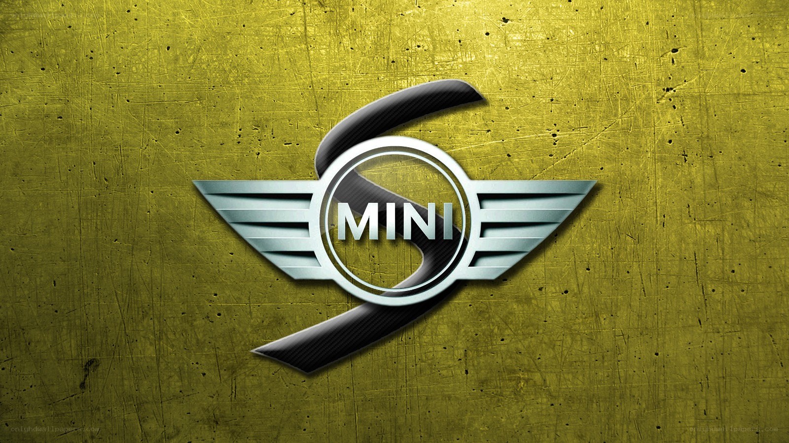MINI logo on textured gold background