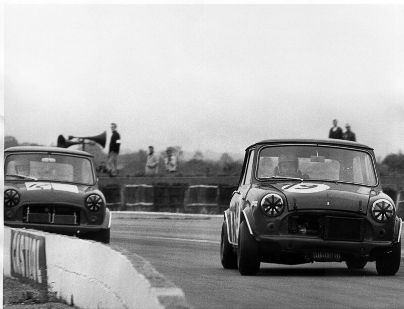 Mini race cars on track