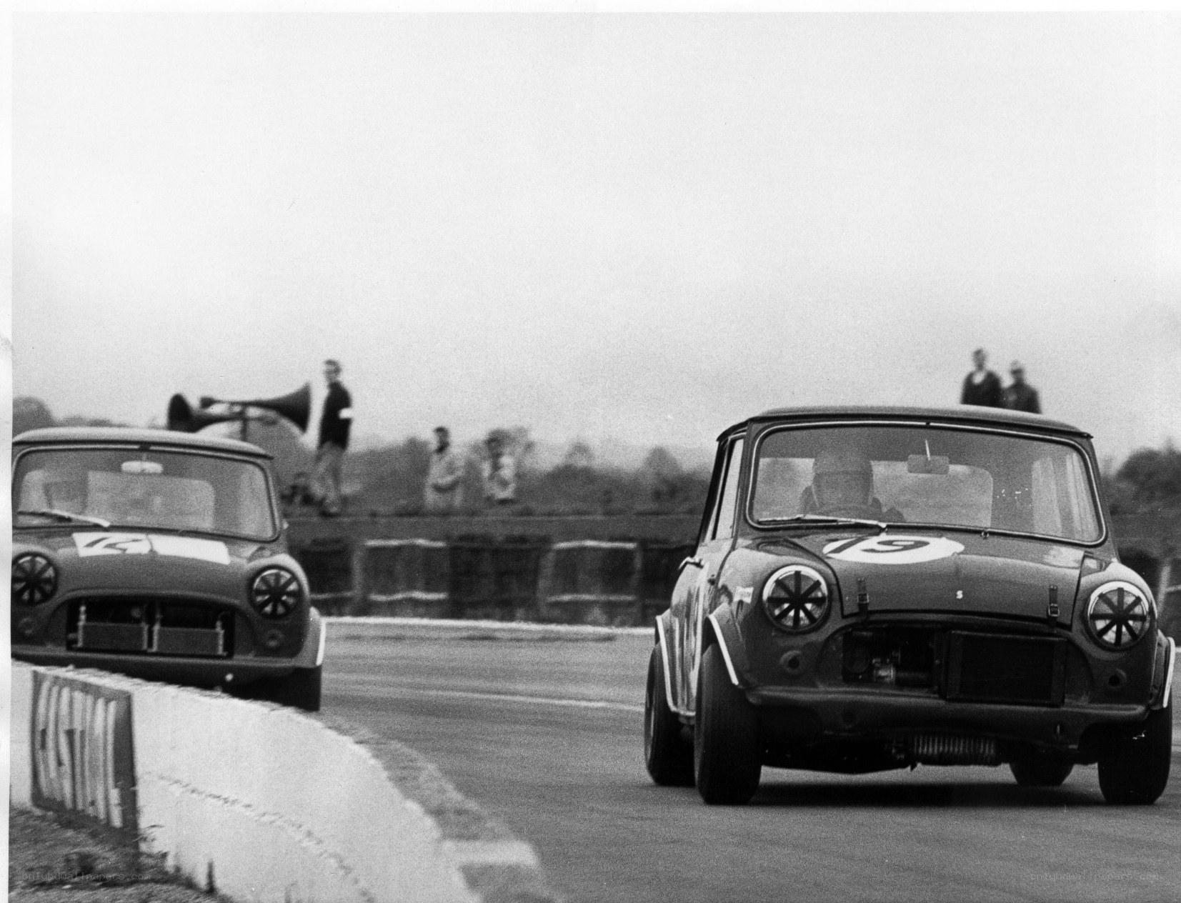 Mini race cars on track