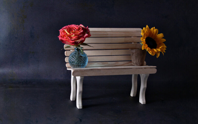 Miniature Bench with Flowers