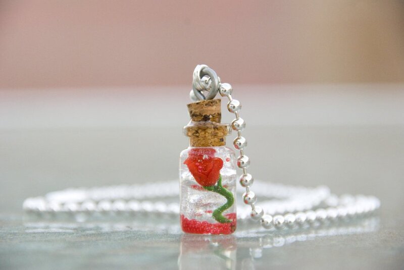 Miniature Bottle Necklace — Red, Serene