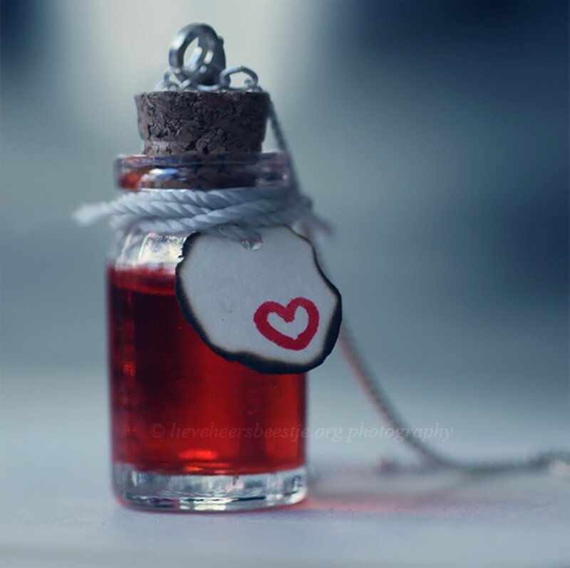Miniature Bottle Necklace — Red