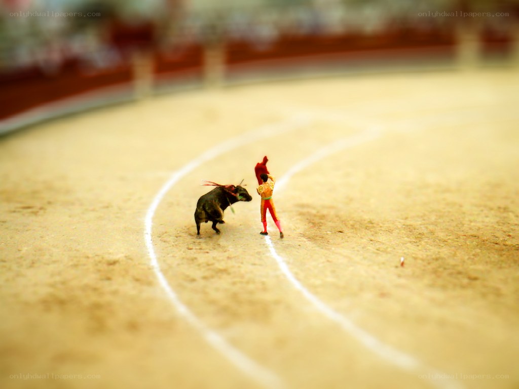 Miniature bullfight scene