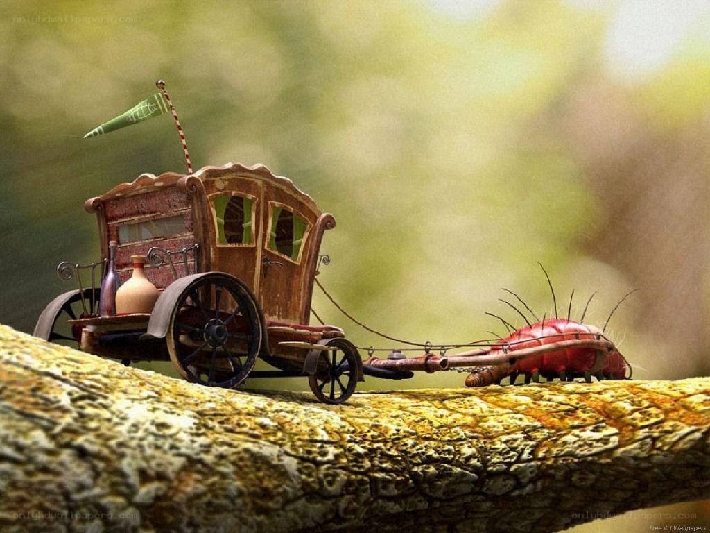 Miniature carriage on a branch