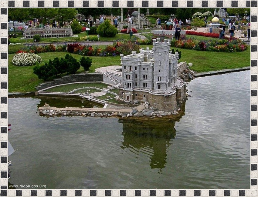 Miniature castle on a lake