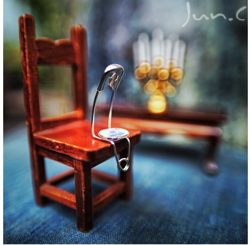 Miniature Chair with Safety Pin — Brown