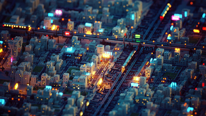 Miniature City at Night