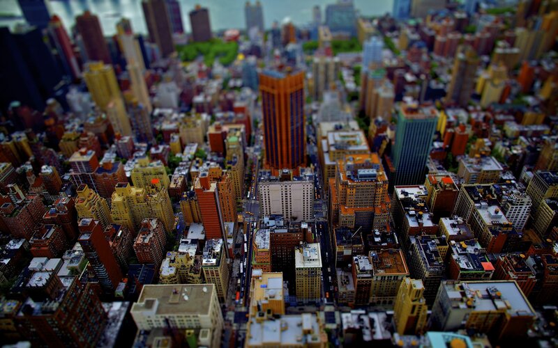 Miniature cityscape from above