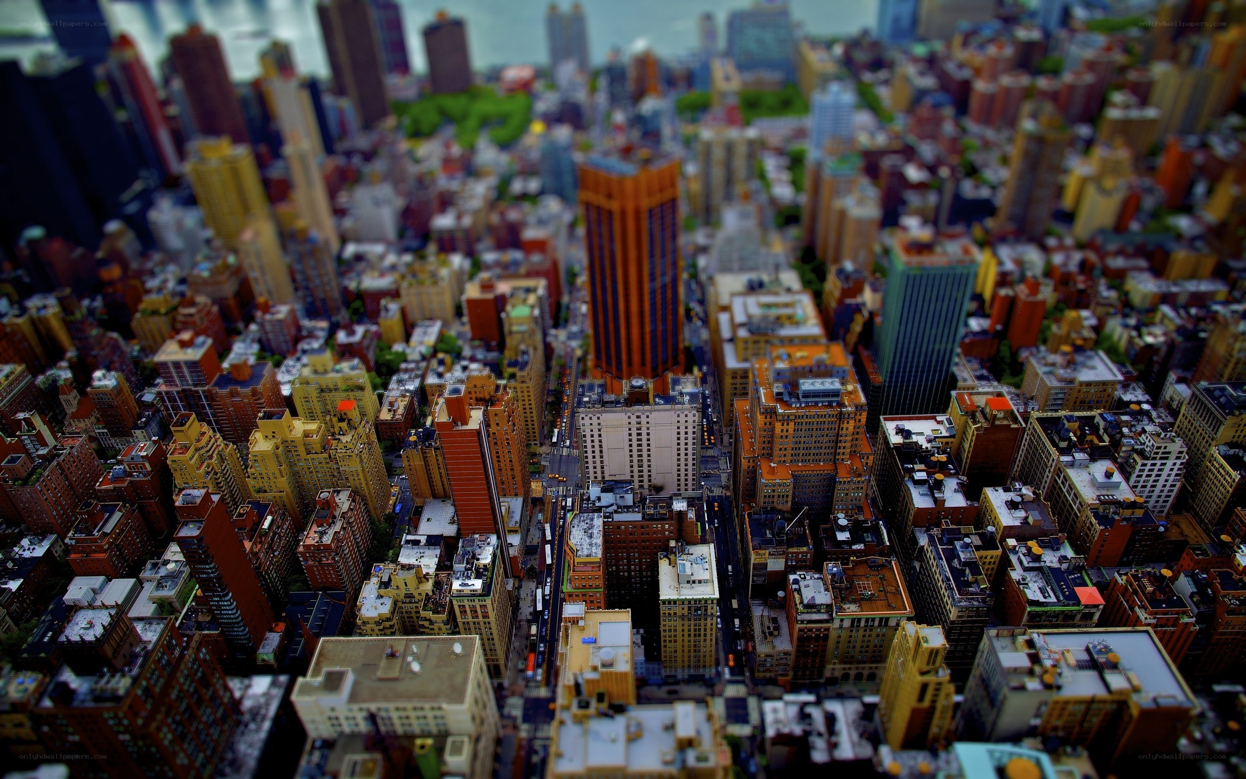 Miniature cityscape from above