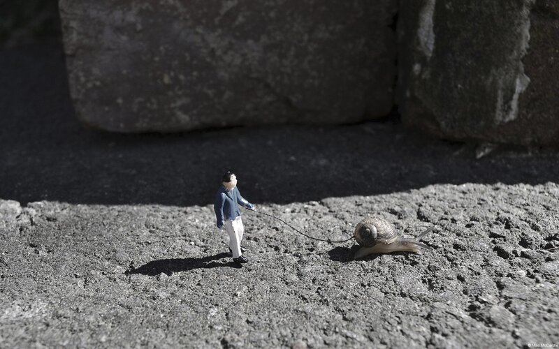 Miniature Figure Walking Snail