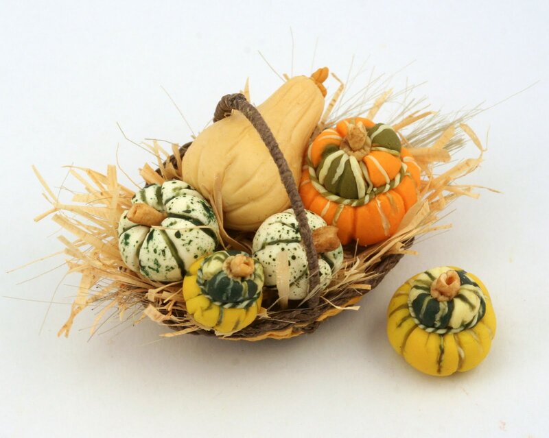 Miniature Gourds in Basket
