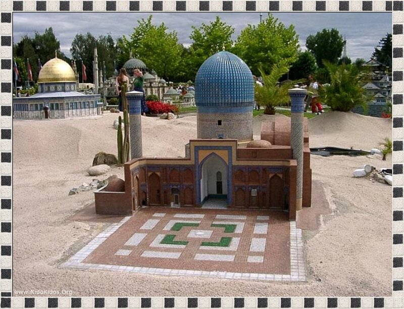 Miniature mosque models in park