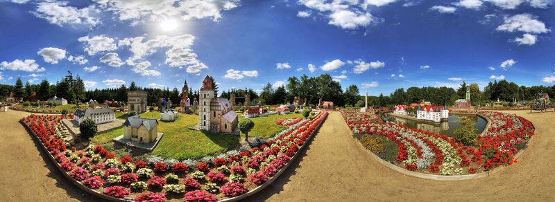 Miniature park with model buildings