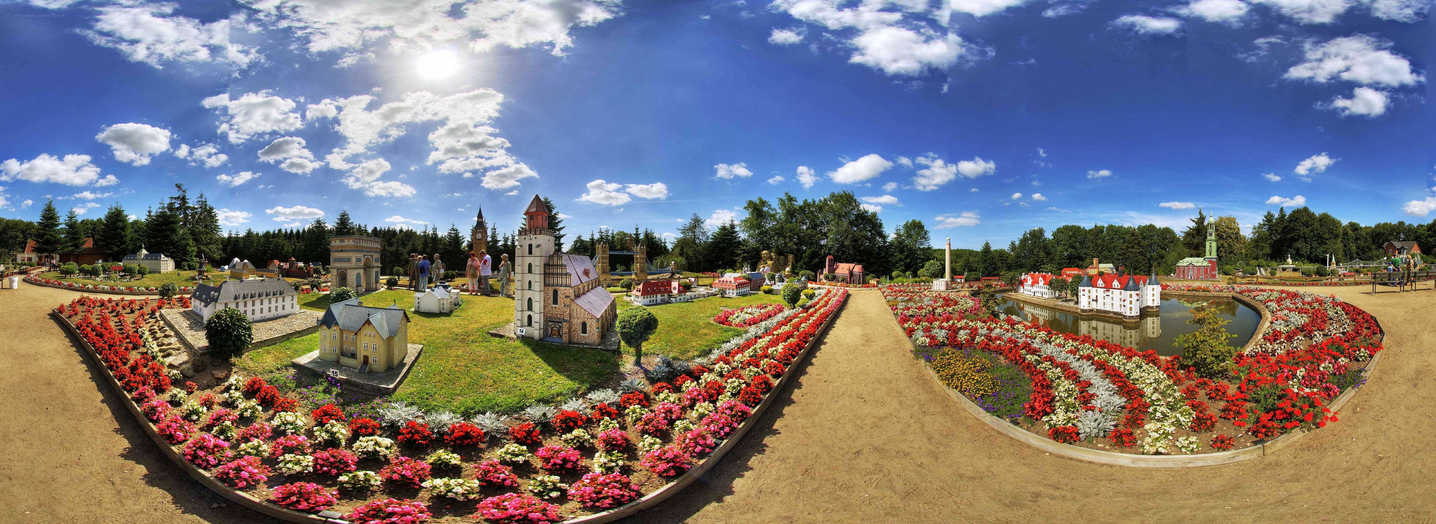 Miniature park with model buildings