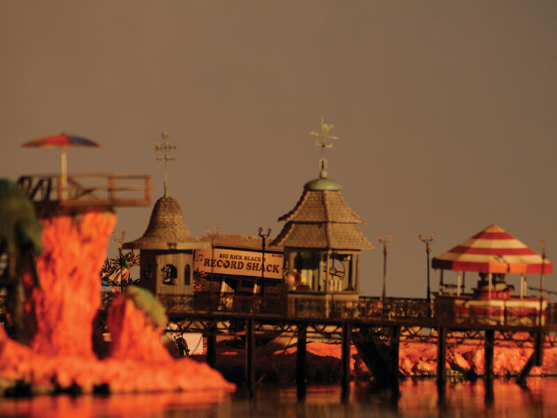 miniature pier at dusk