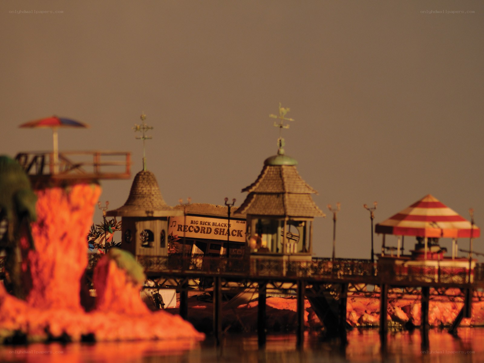miniature pier at dusk