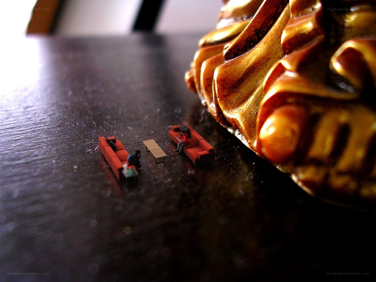 Miniature scene on a table