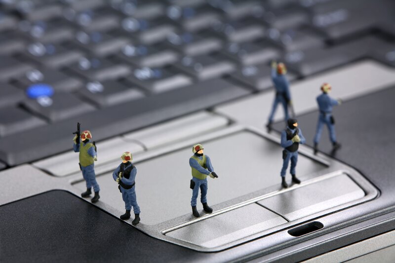 Miniature Soldiers on Keyboard