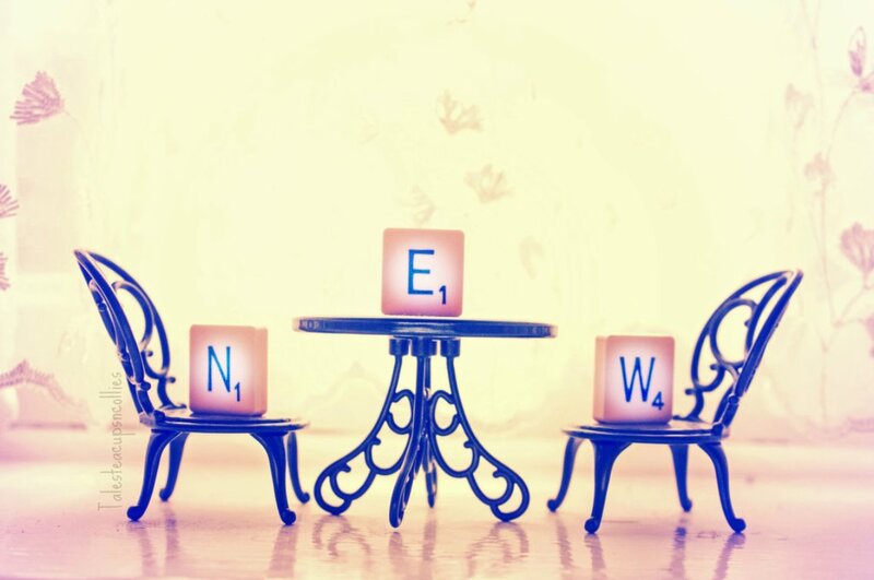 Miniature Table with Scrabble Tiles