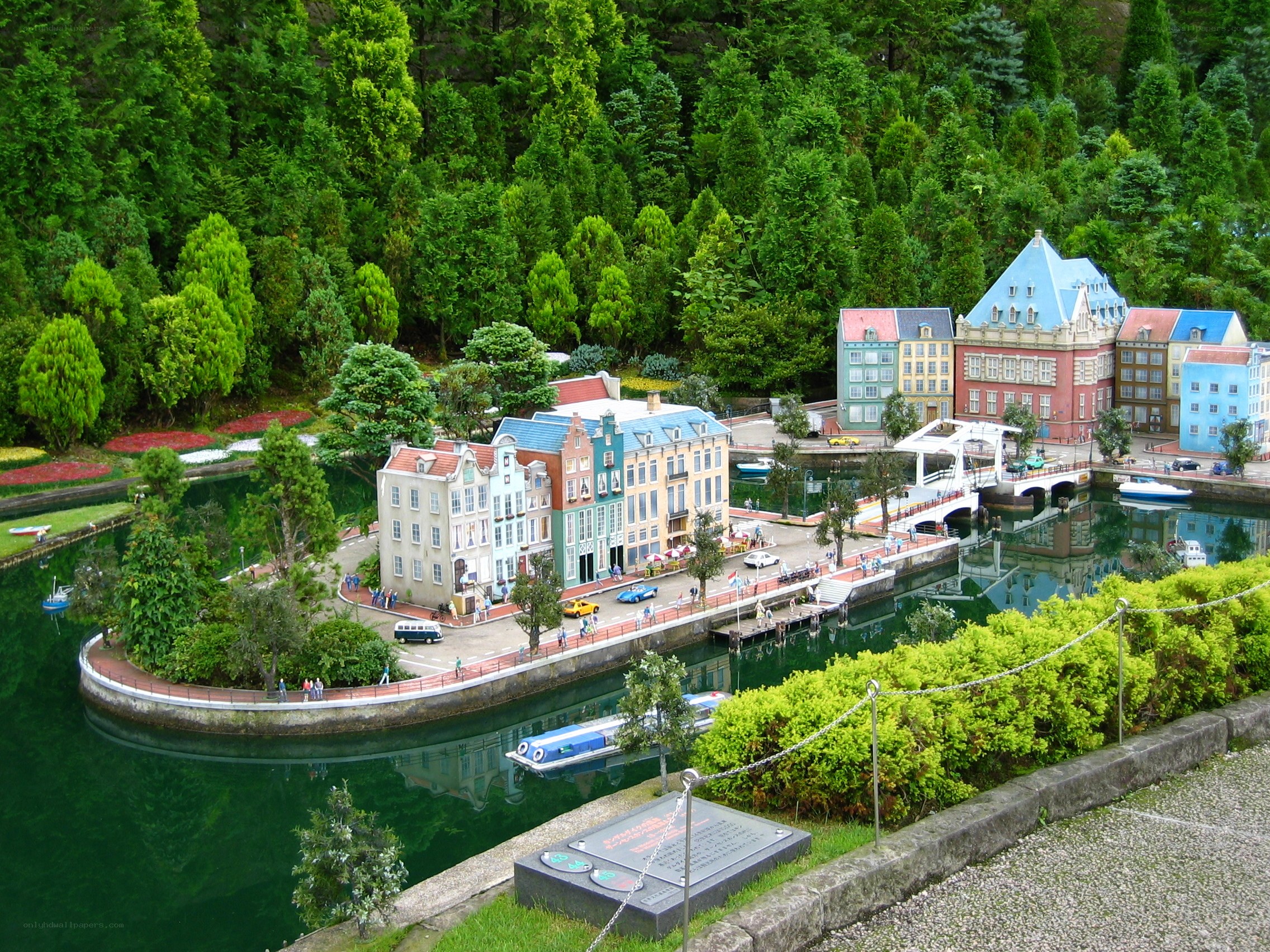 miniature town by canal