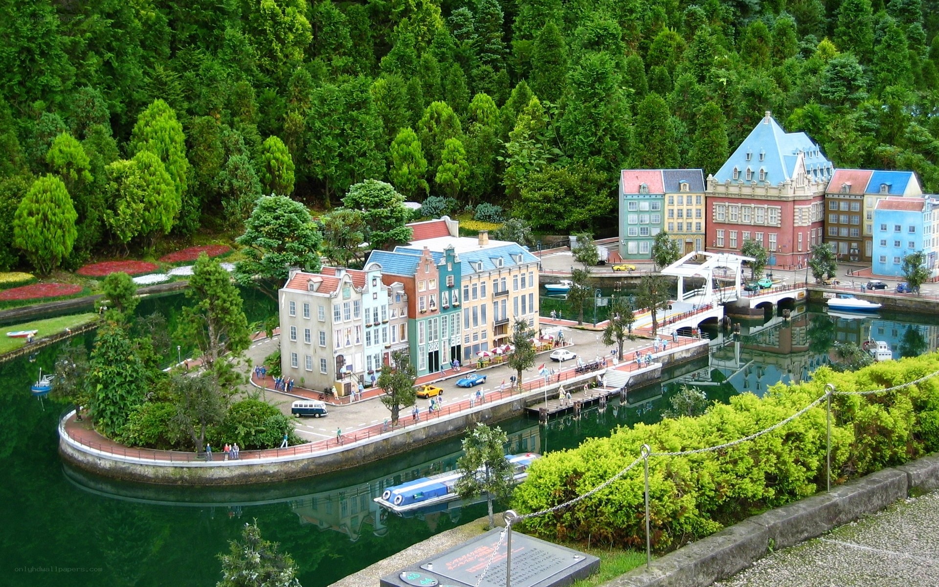 miniature town by canal