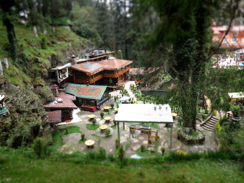 Miniature village in forest