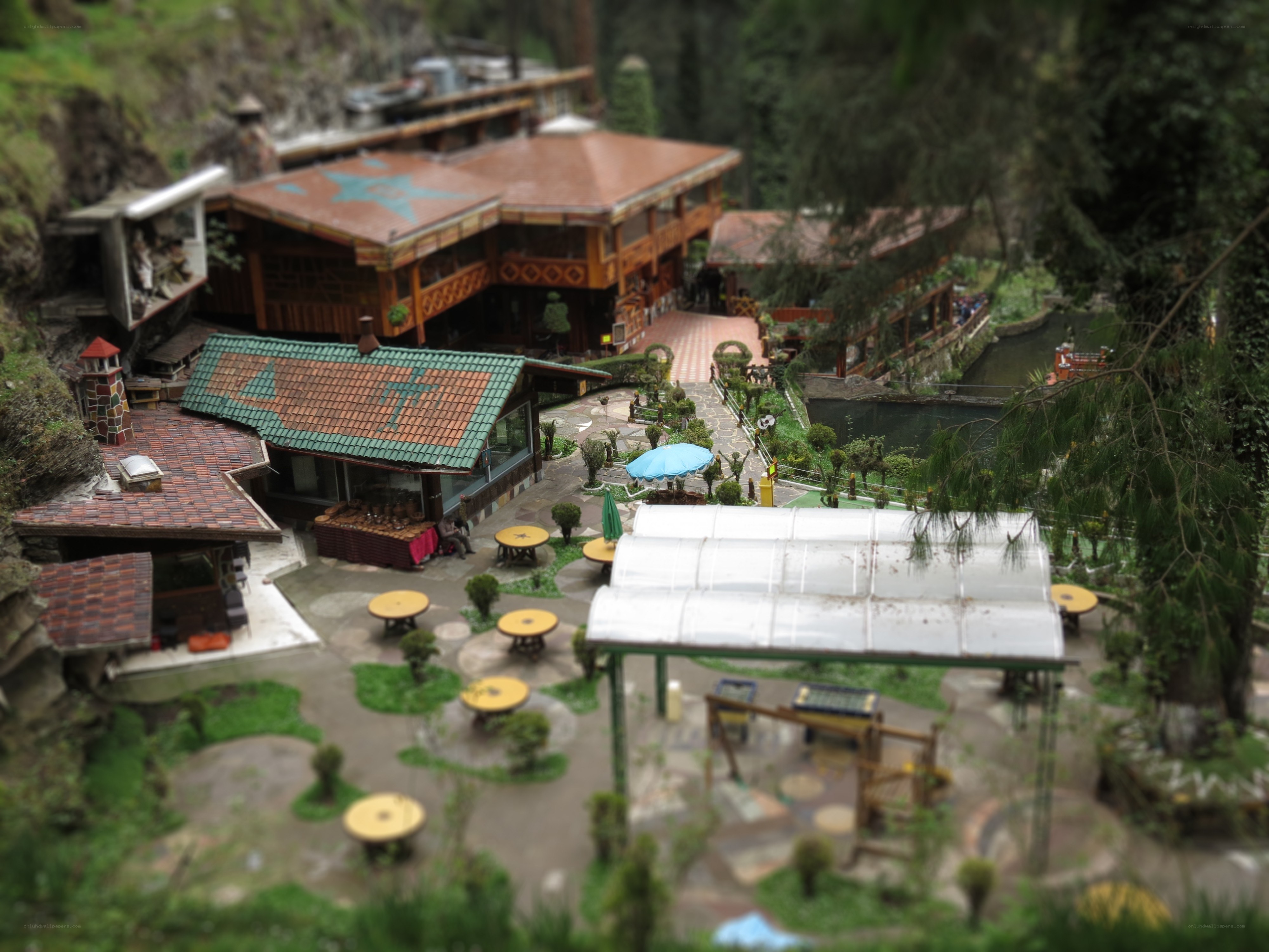 miniature village scene