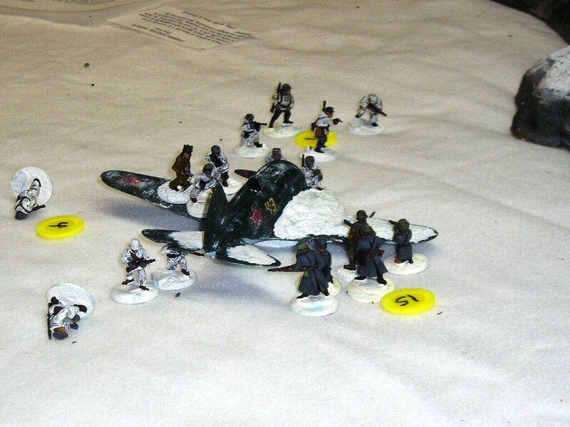 Miniature war scene with aircraft
