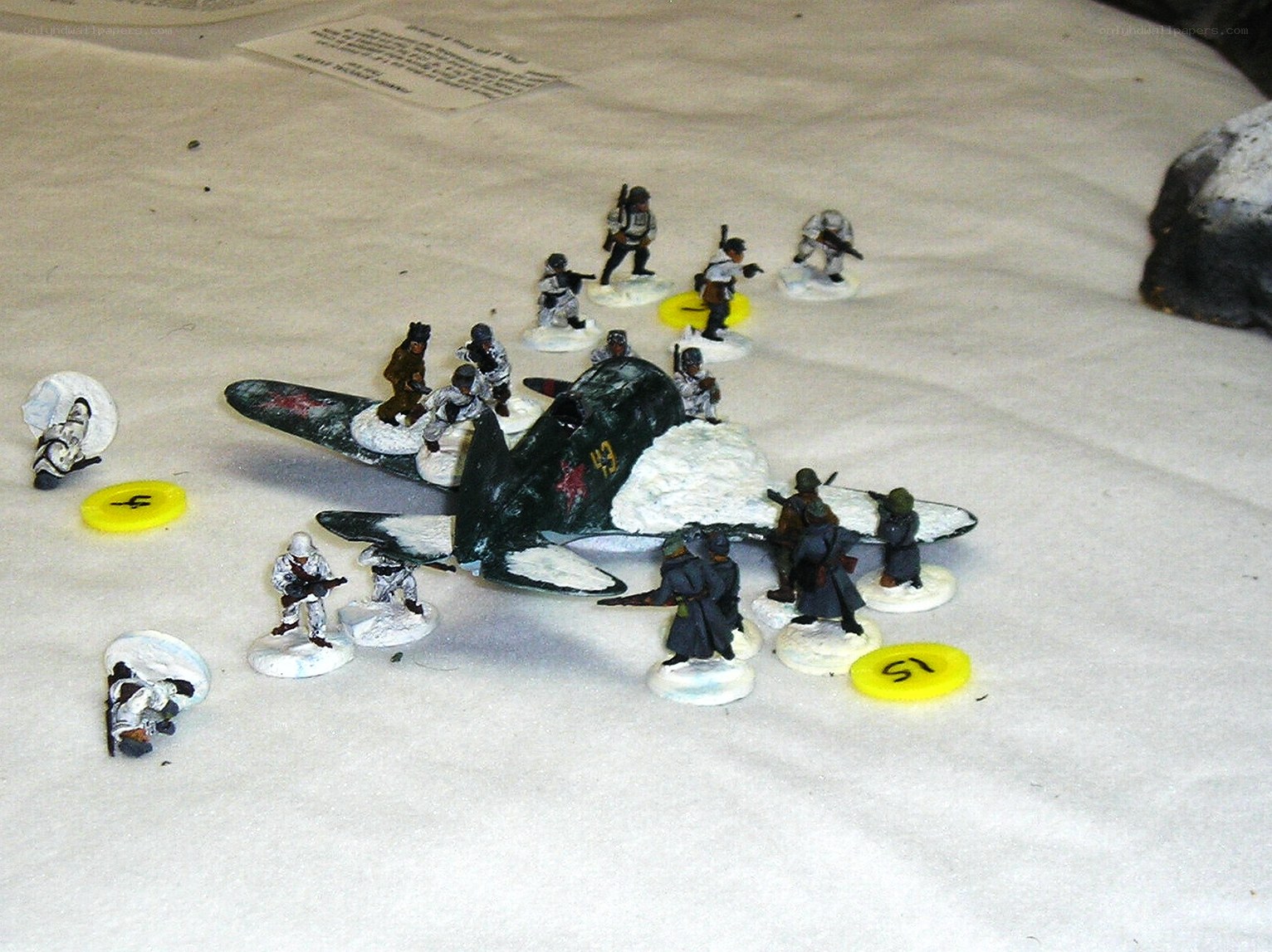 Miniature war scene with aircraft