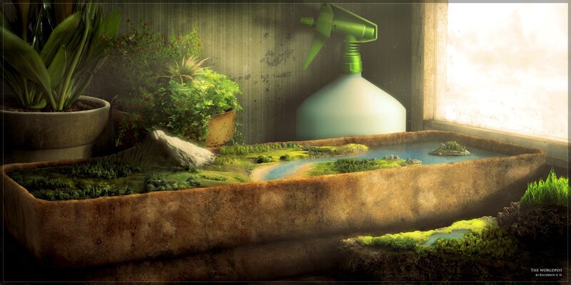 Miniature world in a pot