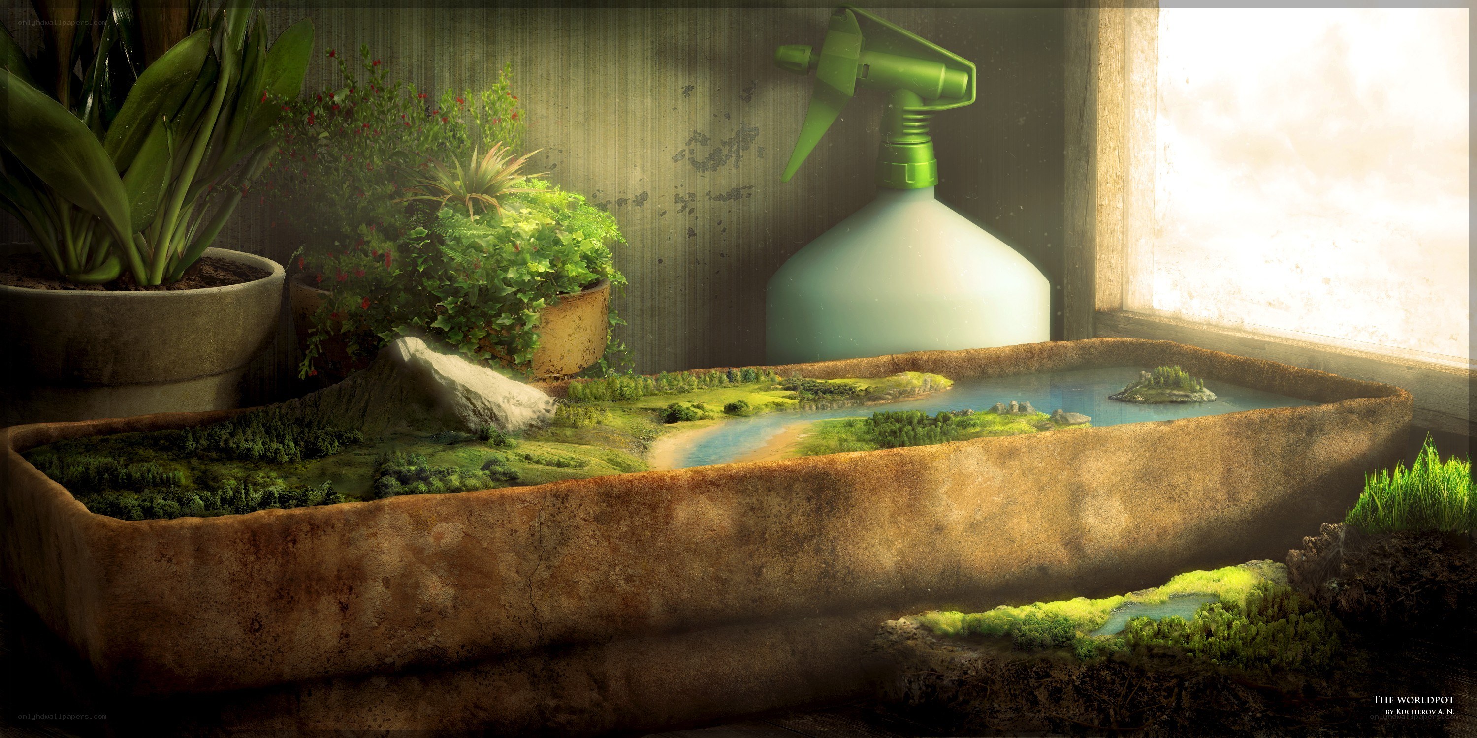 Miniature world in a pot