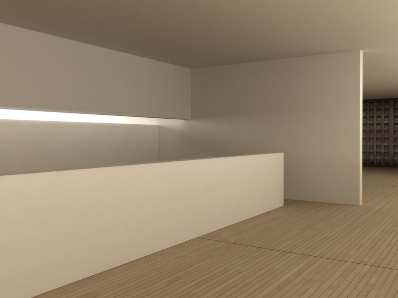 Minimalist interior with wood flooring