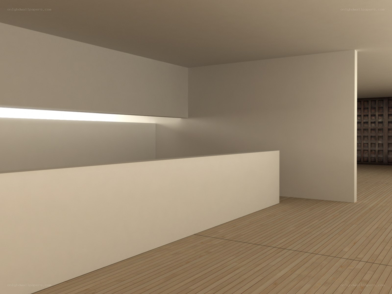 Minimalist interior with wood flooring