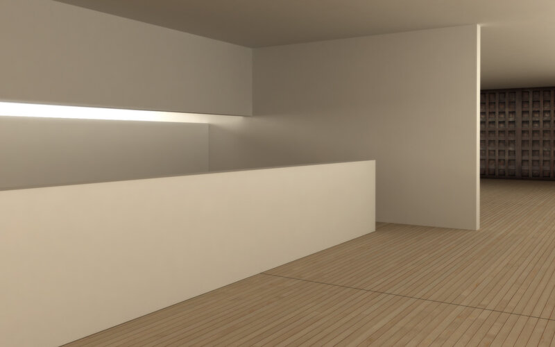 Minimalist interior with wooden floor