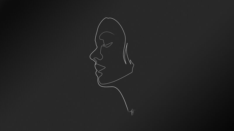 Minimalist line art portrait
