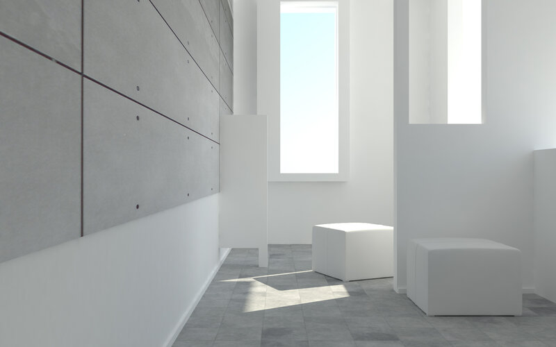 Minimalist white room interior